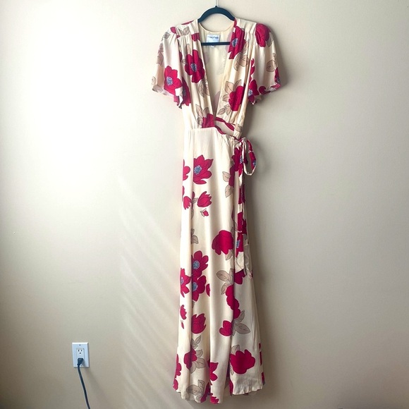 REVOLVE Floral Maxi Dress in Cream and Red - Picture 6 of 10